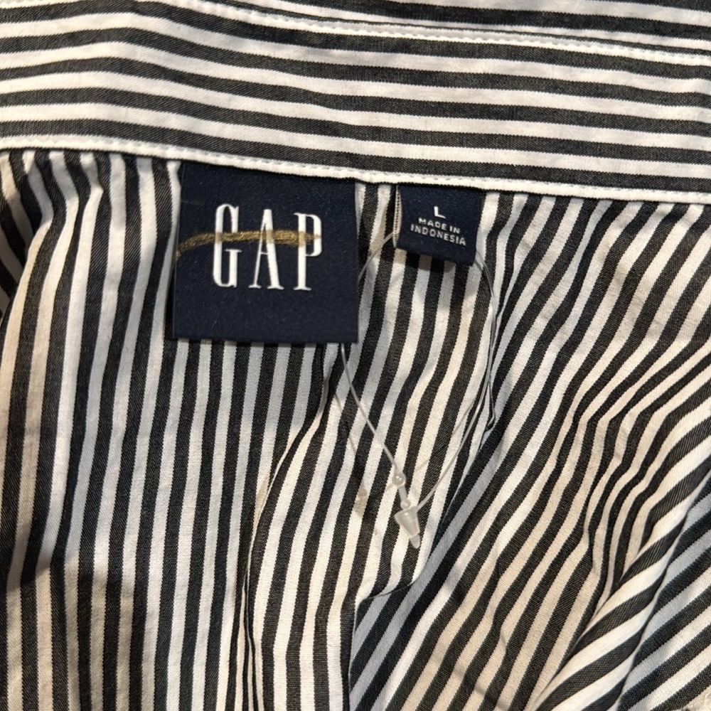 NEW! GAP Stripe Poplin Roll-Cuff Midi Shirtdress - Large / Small Tall / XXL 🕹️ - Picture 9 of 9